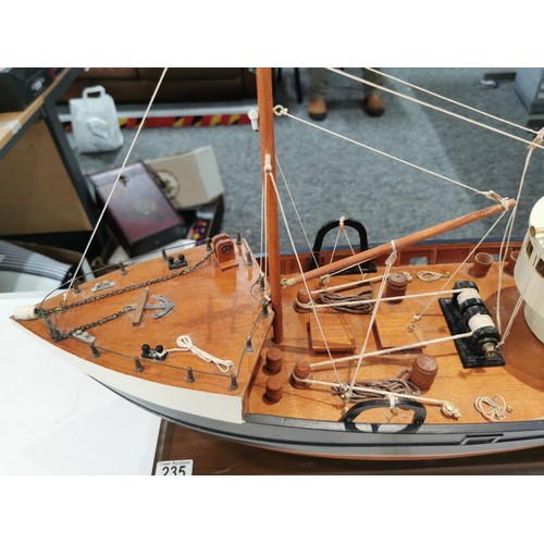 235 - Well made large scratch build scale model of a trawler on stand, very well detailed on deck with lif... 