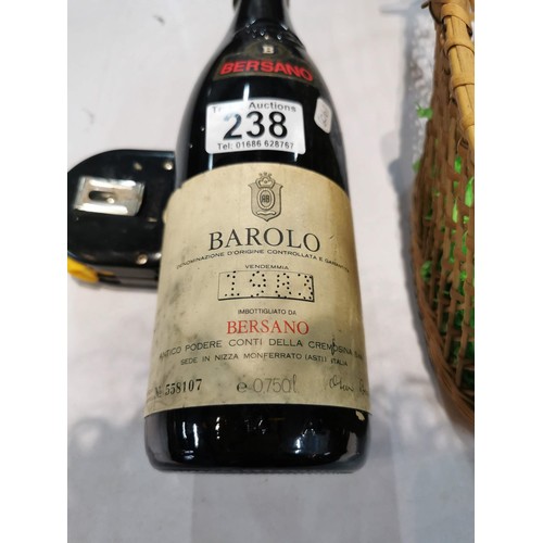 238 - Vintage 1983 bottle of Barolo Bersano, complete in wicker craft, stored correctly 75cl rare bottle t... 