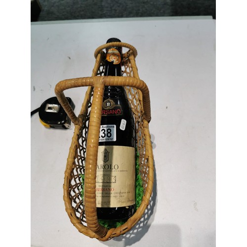 238 - Vintage 1983 bottle of Barolo Bersano, complete in wicker craft, stored correctly 75cl rare bottle t... 