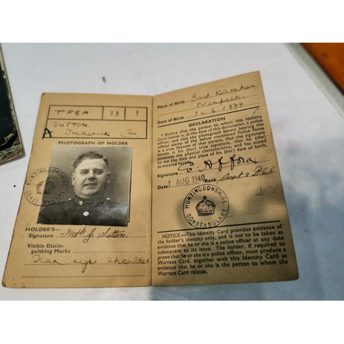 242 - Vintage Id card and defence medal for WWII for Fred Sutton along with a battle of Britain booklet au... 