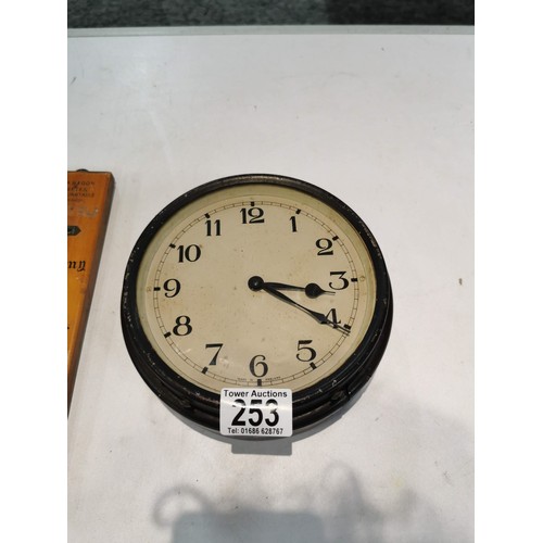 253 - Vintage WWII Air Ministry clock from 1939 complete, opens to revel a Crown AM stamped on the back in... 