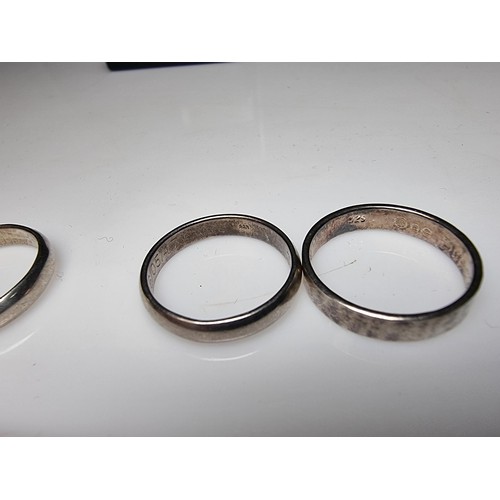 260 - A bundle of 3x 925 silver plain rings, 2 are inscribed, one with One Direction concert and the other... 