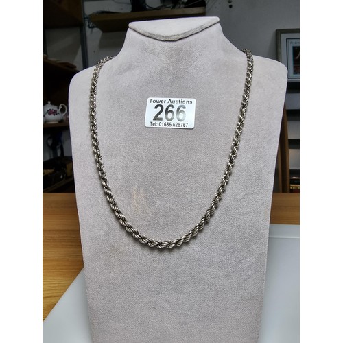 266 - A good quality thick hallmarked 925 silver rope twist neck chain, in excellent clean condition, tota... 