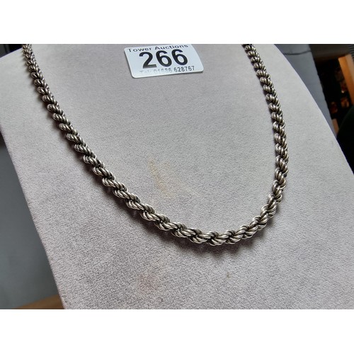 266 - A good quality thick hallmarked 925 silver rope twist neck chain, in excellent clean condition, tota... 