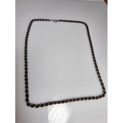 266 - A good quality thick hallmarked 925 silver rope twist neck chain, in excellent clean condition, tota... 