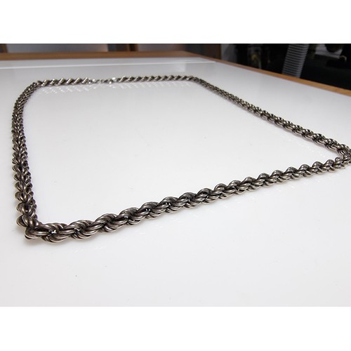 266 - A good quality thick hallmarked 925 silver rope twist neck chain, in excellent clean condition, tota... 