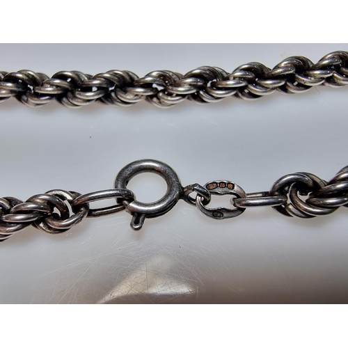 266 - A good quality thick hallmarked 925 silver rope twist neck chain, in excellent clean condition, tota... 