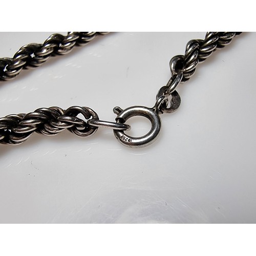 266 - A good quality thick hallmarked 925 silver rope twist neck chain, in excellent clean condition, tota... 