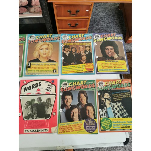 7 - A selection of vintage song lyric magazines including 2 words, 3 Disco 45's, and 9 chat songwords