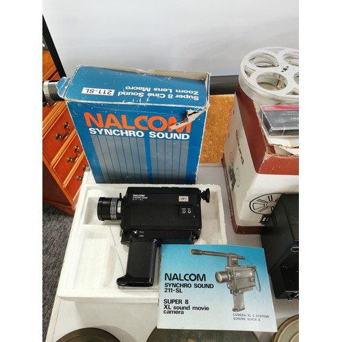 24 - Collection of vintage home cinema related items inc a boxed Nalcom Synchro sound 211-SL Super 8 XL s... 