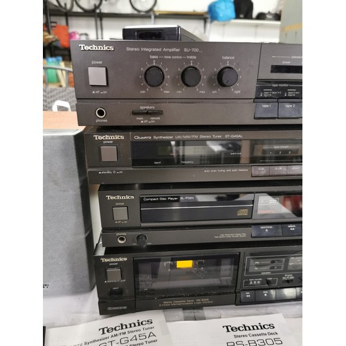 34 - Technics hifi system, inc amp, stereo tuner and CD player and stereo cassette deck complete with pow... 