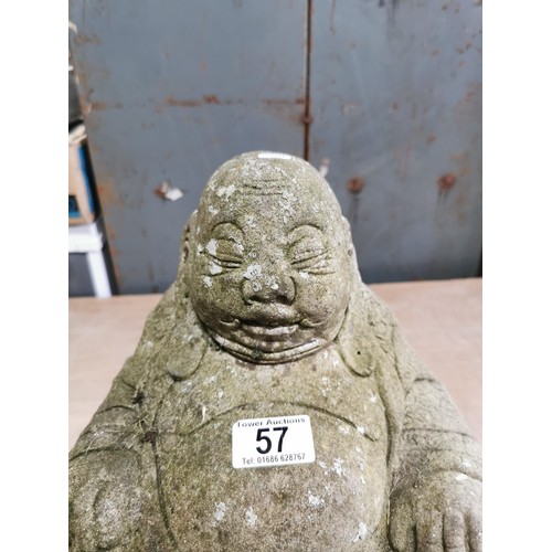 57 - A good quality garden stoneware Buddha figure, height 30cm length 21cm