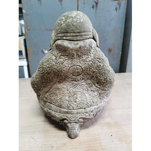 57 - A good quality garden stoneware Buddha figure, height 30cm length 21cm