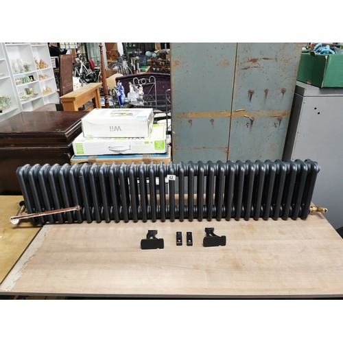 62 - Good quality black vintage style radiator complete with brackets in good order height 31cm length 14... 