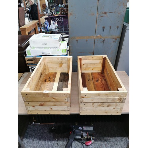 65 - Pair of locally made wooden planters made from recycled timber, treated with linseed oil for outside... 