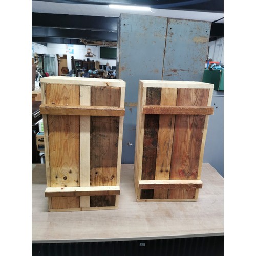 65 - Pair of locally made wooden planters made from recycled timber, treated with linseed oil for outside... 