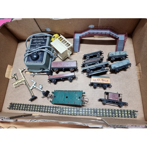 203 - A box full of various oo gauge model railway items to include 4 complete locomotives, including a Ho... 