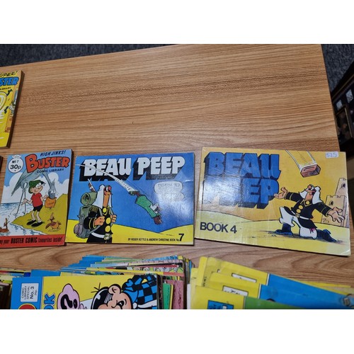 204 - A large collection of vintage small comics to include approx 119 fun size Dandy and Beano comics alo... 