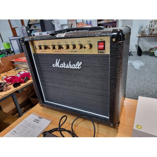 224 - A Marshal DSL5CR 5w all valve guitar amplifier combo. Includes box, mains leads, manuals and foot co... 