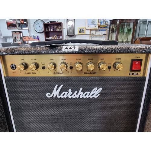 224 - A Marshal DSL5CR 5w all valve guitar amplifier combo. Includes box, mains leads, manuals and foot co... 