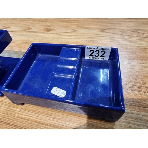 232 - 2x rare good quality blue enamel cast iron items by Robert Welch, to include a candle holder with an... 