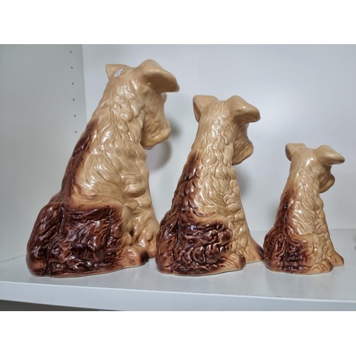 135D - A rare vintage set of graduated dogs by Sylvac to include a set of 3 graduated brown terrier dogs, a... 