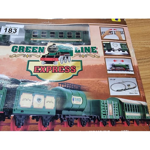 183 - A complete battery operated train set by Green Line Express along with 2 model N gauge locomotives o... 