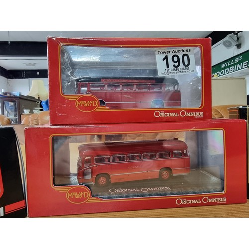 190 - A collection of 3x as new Corgi die-cast buses from the original omnibus range along with an EFE bus... 