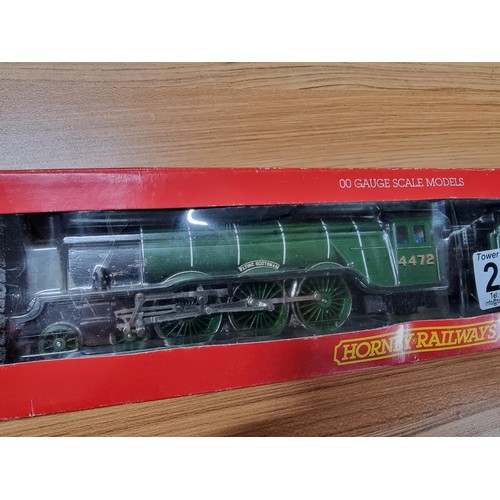 201 - A boxed Hornby R398 LNER 4472 Flying Scotsman locomotive and tender, painted driver fitted, in excel... 