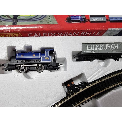 207 - A boxed as new Hornby R1155 Caledonian local train set CR 0-4-0 locomotive waggon and coach, never h... 