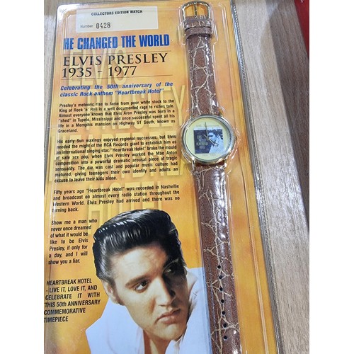 242 - A lot all relating to Elvis Presley, to include 4 hardback books, a collectors edition Elvis watch a... 