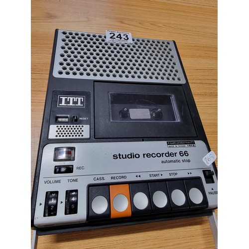 243 - A vintage ITT studio recorder 66 portable tape recorder in good working order.