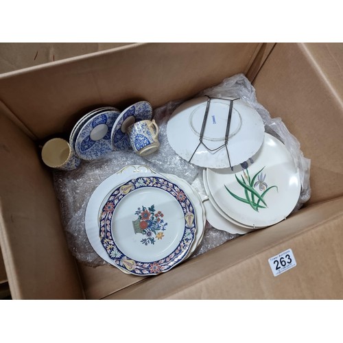 263 - A large job lot of 5 boxes of odds, including collectable china, a large quantity of Royal Doulton, ... 