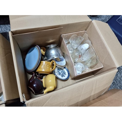 263 - A large job lot of 5 boxes of odds, including collectable china, a large quantity of Royal Doulton, ... 