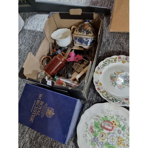 263 - A large job lot of 5 boxes of odds, including collectable china, a large quantity of Royal Doulton, ... 