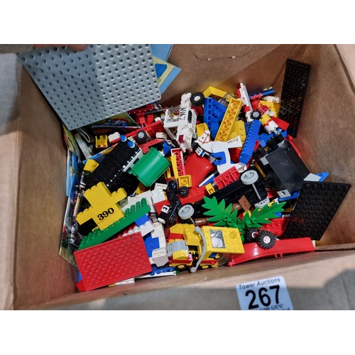 267 - A large job lot of 4 boxes of Lego, 3 of the boxes all contain genuine Lego some which are already m... 