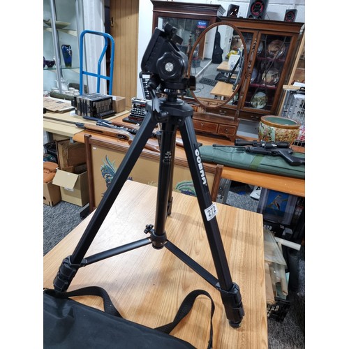 272 - A good quality extendable Cobra camera tripod including its bag.