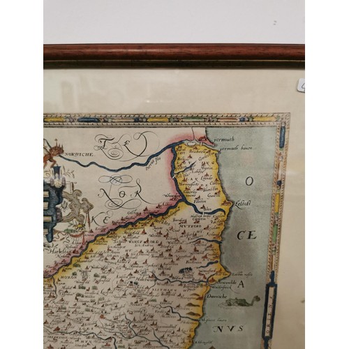 7 - Reproduction Saxton's map of Suffolk 1575 in good order framed and glazed height 45cm 58cm wide