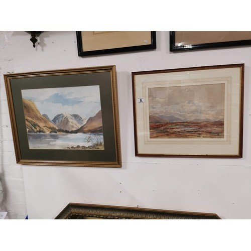 8 - 2x framed and glazed water colours both of landscape scenes one is signed to the lower right CA. the... 