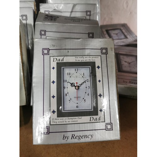 17 - 20x Boxed Sentiment Regency Fine Arts clocks quartz movement battery operated, all dedicated to 'Dad... 