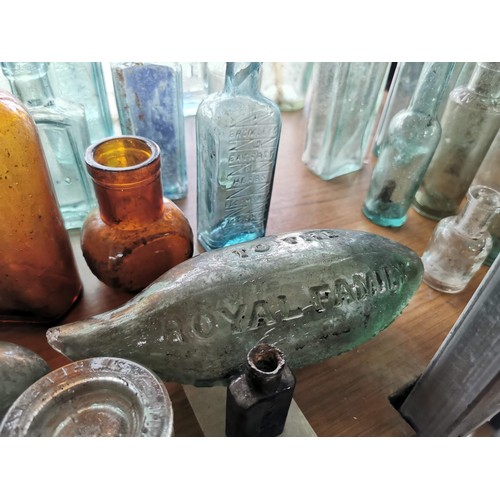 28 - Large quantity of approx 39x vintage and antique bottles of various sizes and brands inc Mellin's in... 