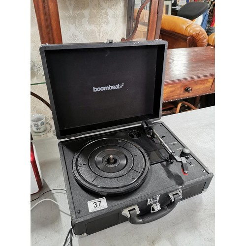 37 - Cased Boombeat record player along with an August digital displayed DAB radio