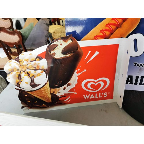 44 - 3x walls ice cream signs inc a wall mountable and a pavement sign along with a Westlers hot dog sign... 