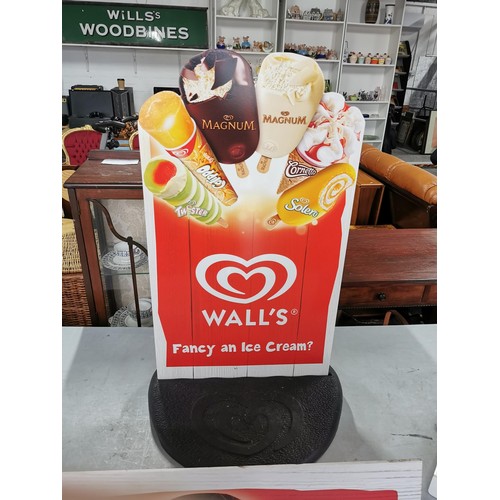 44 - 3x walls ice cream signs inc a wall mountable and a pavement sign along with a Westlers hot dog sign... 