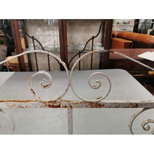 45 - A pair of matching wrought iron white painted gates with scroll design to the tops, ideal for a driv... 