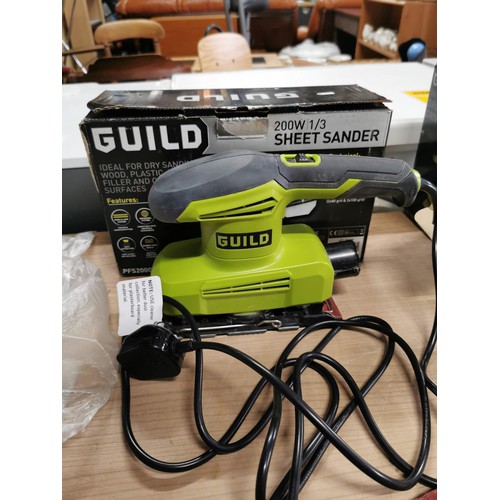 114 - Guild 200w 1/3 sheet sander with a Guild 18v LI-ION drill driver.