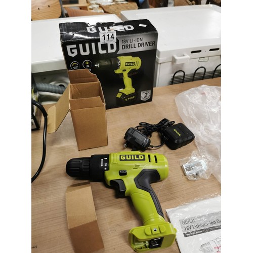 114 - Guild 200w 1/3 sheet sander with a Guild 18v LI-ION drill driver.