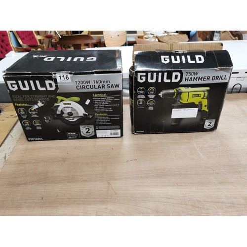 116 - Guild 750w hammer drill with a Guild 1200w, 160mm circular saw.