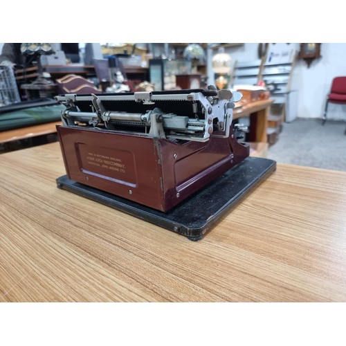 289 - A vintage 1925 bar/let mode 2 portable typewriter by John Jardine, in good vintage condition with bl... 