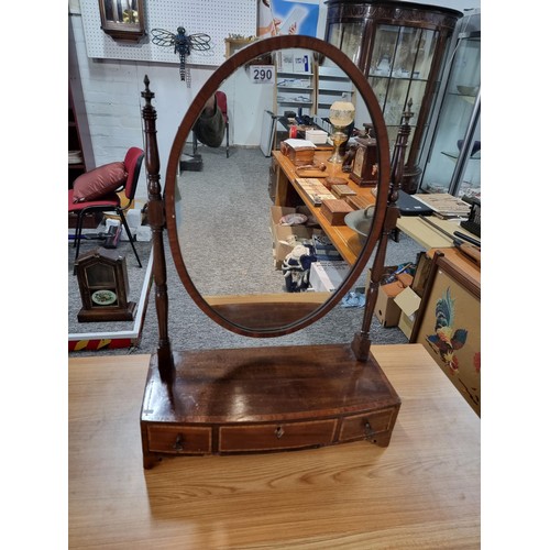 290 - A good antique Victorian dressing table mirror in Mahogany with 3 inlaid drawers to the base in good... 